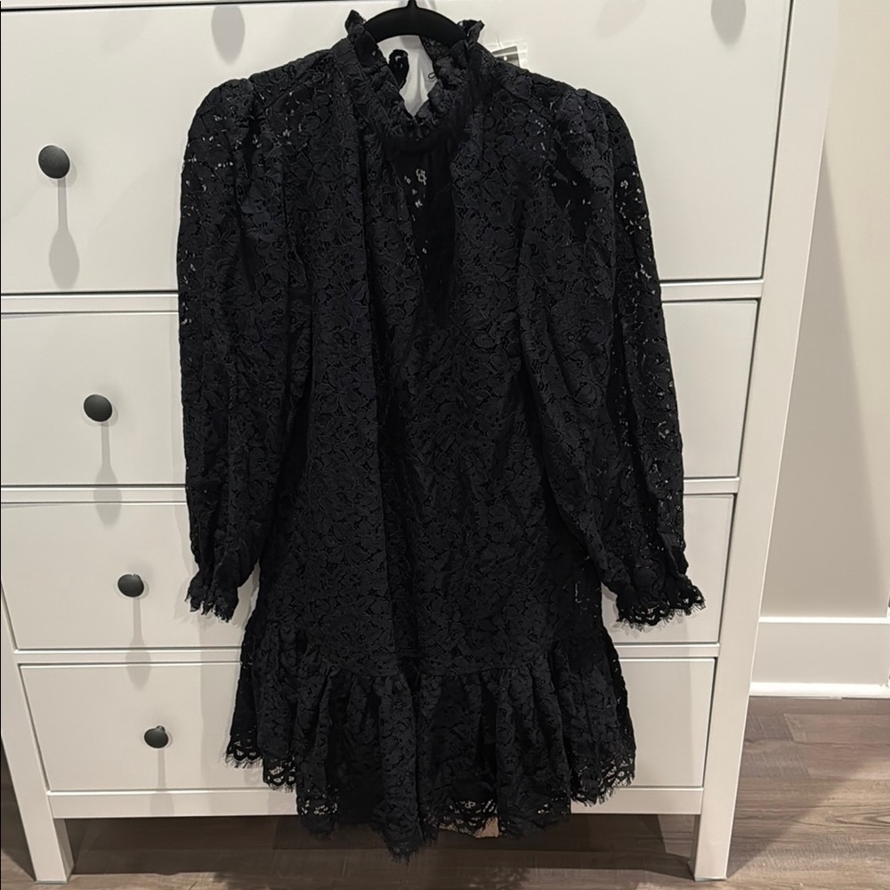 J. Crew Black Lace Long Sleeve Dress